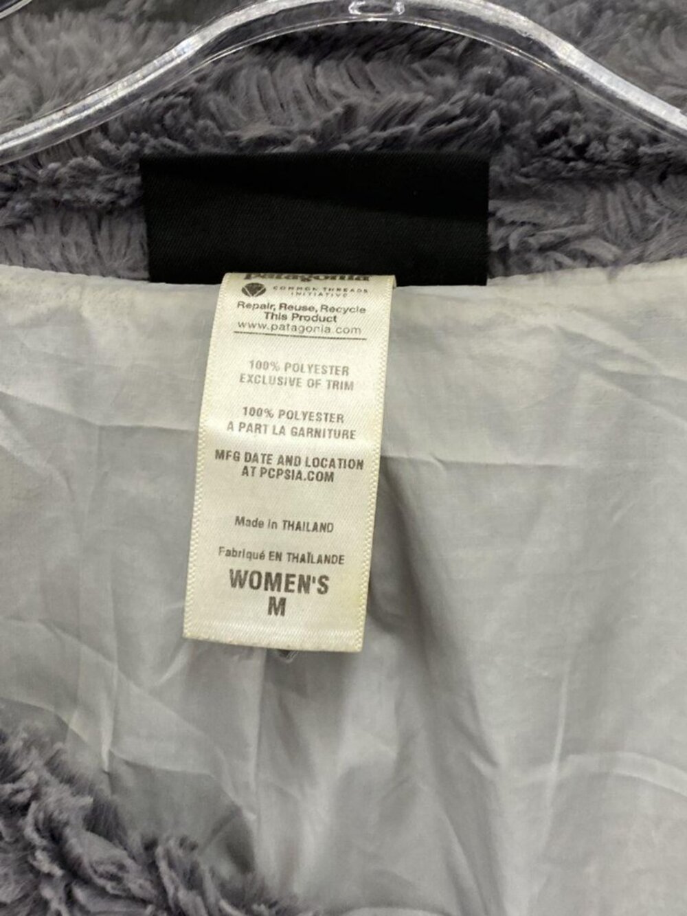 Patagonia Pelage Fleece Faux Fur Jacket Gray Plush Coat Size M - Picture 4 of 6